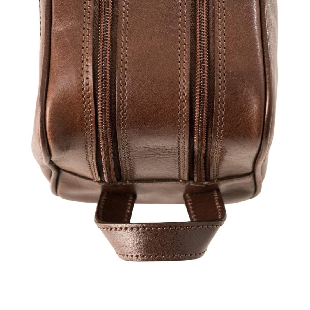 Dual Compartment Toiletry Kit Bag in Tuscan Leather