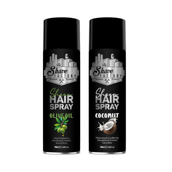 The Shave Factory Sheen Hair Spray 500ml – Coconut & Olive Oil