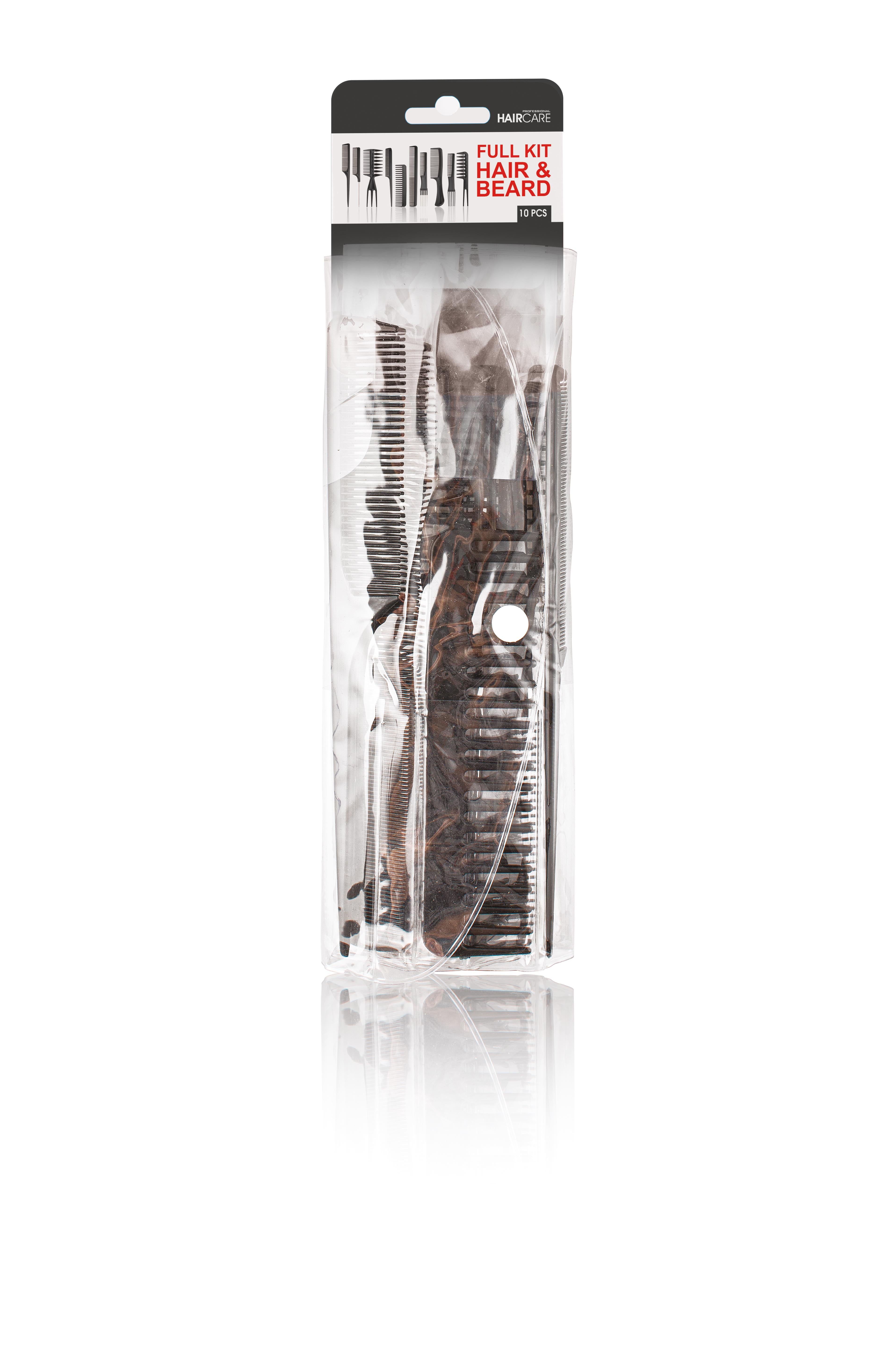 Set Of 10 Professional Combs For Beard And Hair