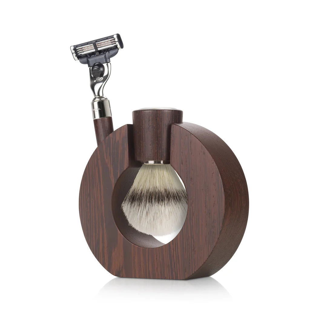 Sphaera Wengé Wood Shaving Set with Silvertip Brush & Cartridge Razor